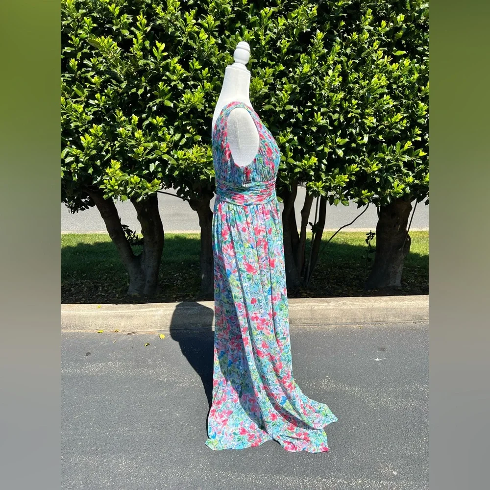 AIDAN BY AIDAN MATTOX Pleated Chiffon Print Dress NWT - Picture 7 of 12